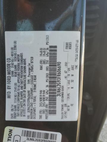 3LN6L2G93FR606690 - 2015 LINCOLN MKZ BLACK photo 12