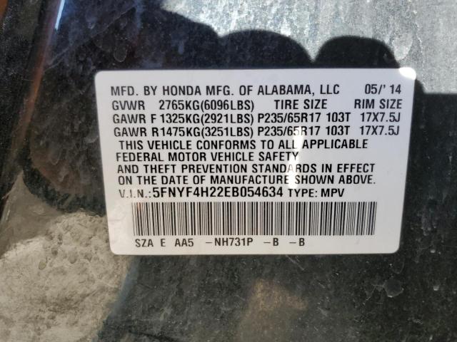 5FNYF4H22EB054634 - 2014 HONDA PILOT LX BLACK photo 14