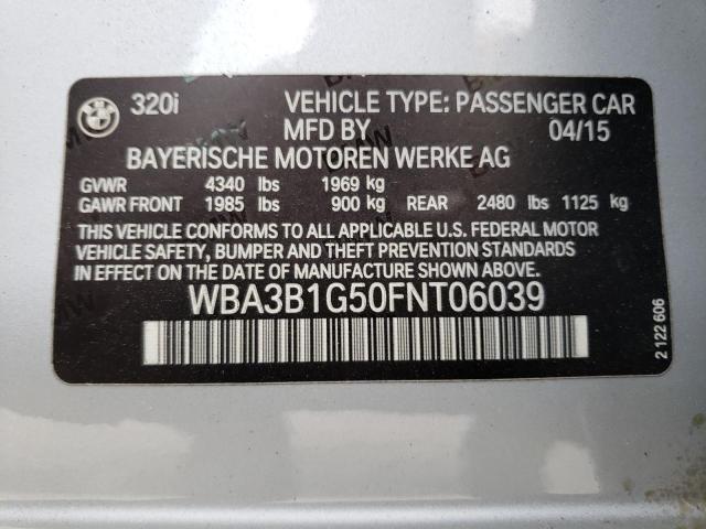 WBA3B1G50FNT06039 - 2015 BMW 320 I SILVER photo 12