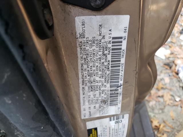 5TETX22N96Z256210 - 2006 TOYOTA TACOMA ACCESS CAB ბეჟი ფოტო 12