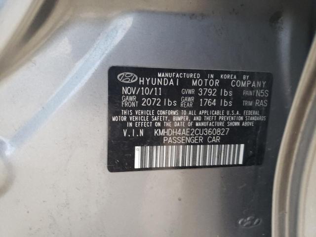 KMHDH4AE2CU360827 - 2012 HYUNDAI ELANTRA GLS GRAY photo 12