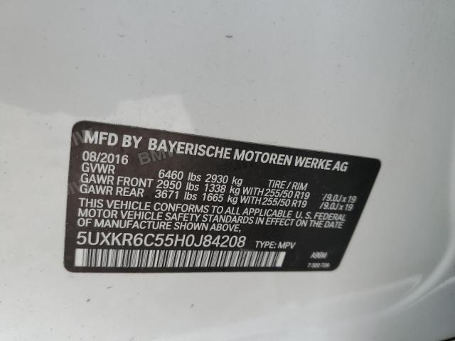 5UXKR6C55H0J84208 - 2017 BMW X5 XDRIVE50I WHITE photo 13