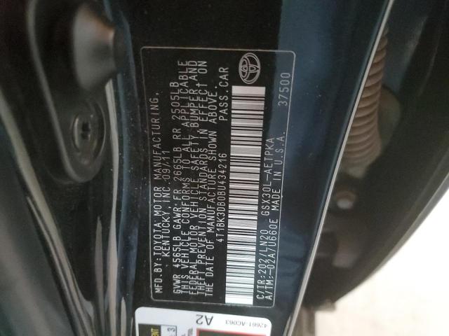 4T1BK3DB0BU434216 - 2011 TOYOTA AVALON BASE 黑色 照片 12