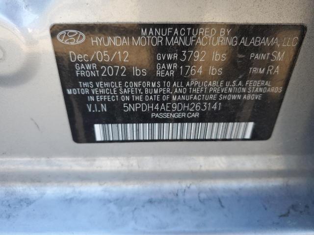 5NPDH4AE9DH263141 - 2013 HYUNDAI ELANTRA GLS SILVER photo 12