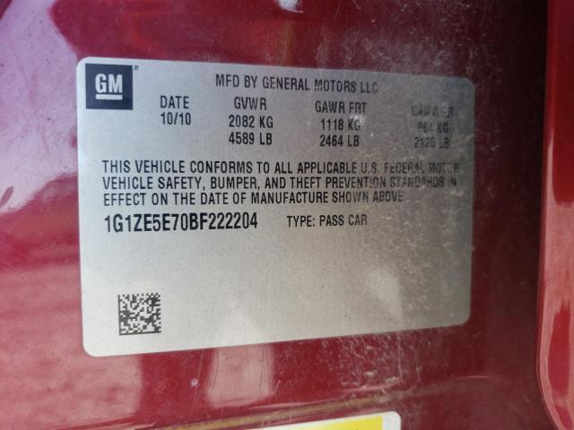 1G1ZE5E70BF222204 - 2011 CHEVROLET MALIBU LTZ წითელი ფოტო 12