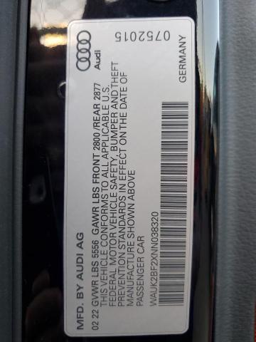 WAUK2BF2XNN038320 - 2022 AUDI A6 PREMIUM BLACK photo 12