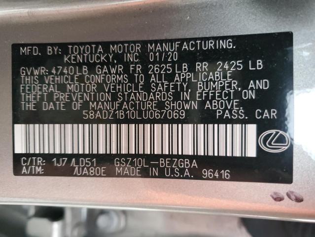 58ADZ1B10LU067069 - 2020 LEXUS ES 350 SILVER photo 13