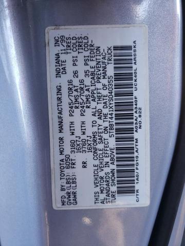 5TBBT441XYS040355 - 2000 TOYOTA TUNDRA ACCESS CAB SILVER photo 12