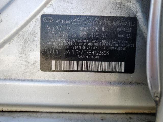 5NPEB4ACXBH123696 - 2011 HYUNDAI SONATA GLS SILVER photo 12