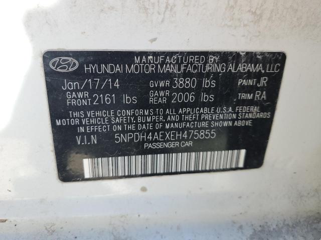 5NPDH4AEXEH475855 - 2014 HYUNDAI ELANTRA SE WHITE photo 13