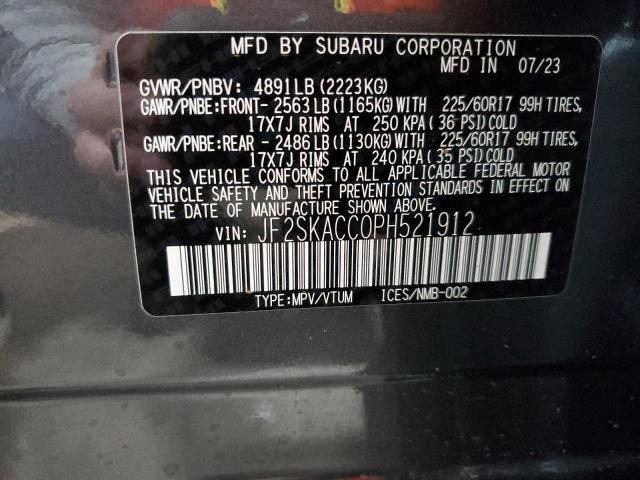 JF2SKACC0PH521912 - 2023 SUBARU FORESTER GRAY photo 13