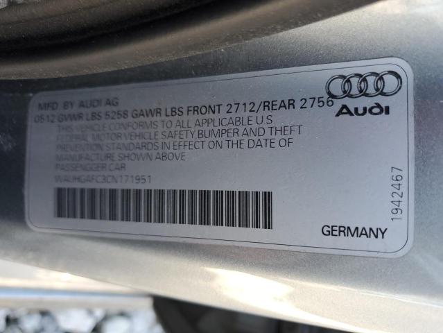 WAUHGAFC3CN171951 - 2012 AUDI A6 PRESTIGE ვერცხლისფერი ფოტო 13