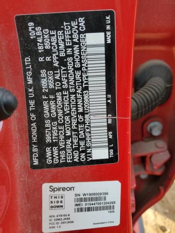 SHHFK7H98LU209863 - 2020 HONDA CIVIC SPORT TOURING RED photo 12