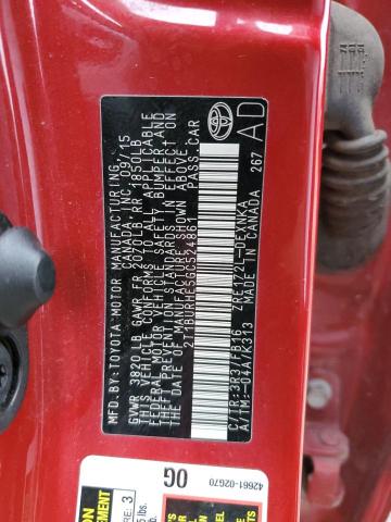 2T1BURHE5GC524861 - 2016 TOYOTA COROLLA L RED photo 13