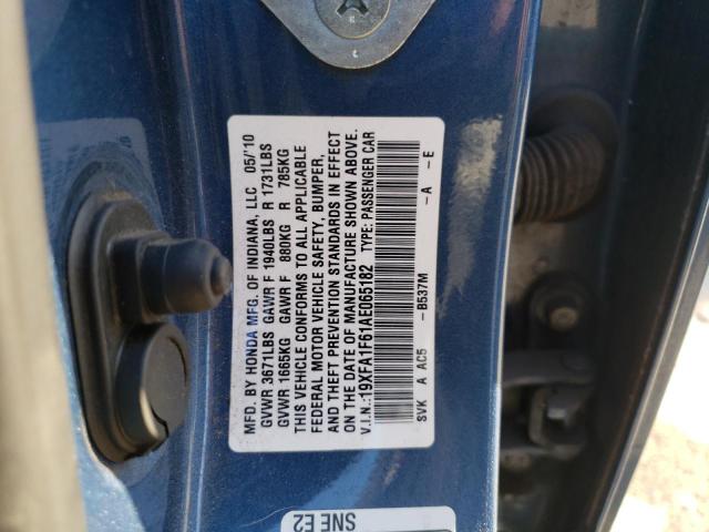 19XFA1F61AE065182 - 2010 HONDA CIVIC LX-S BLUE photo 12