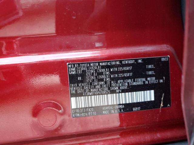 4T3RWRFV0PU108525 - 2023 TOYOTA RAV4 XLE MAROON photo 12