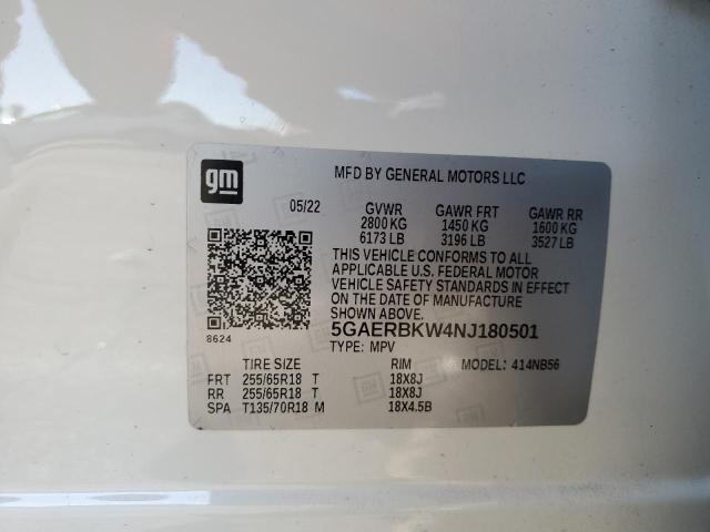 5GAERBKW4NJ180501 - 2022 BUICK ENCLAVE ESSENCE WHITE photo 14