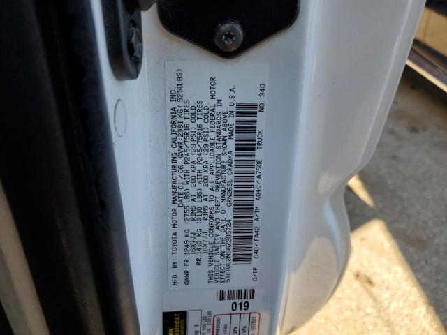 5TETU62N56Z205724 - 2006 TOYOTA TACOMA PRERUNNER ACCESS CAB WHITE photo 12
