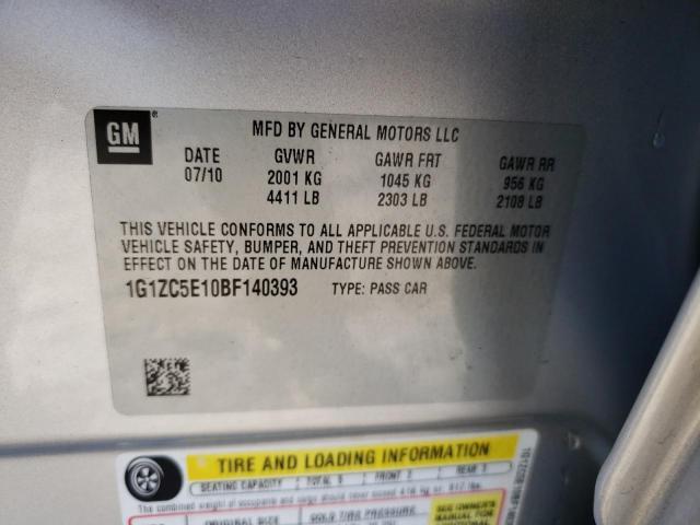 1G1ZC5E10BF140393 - 2011 CHEVROLET MALIBU 1LT SILVER photo 13