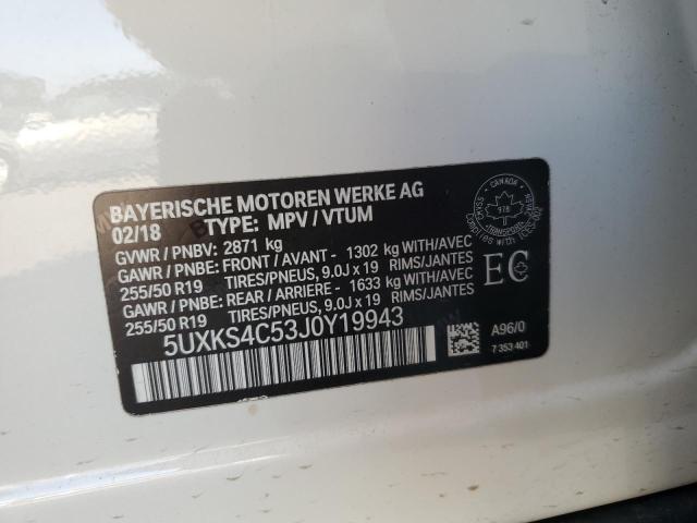 5UXKS4C53J0Y19943 - 2018 BMW X5 XDRIVE35D WHITE photo 13