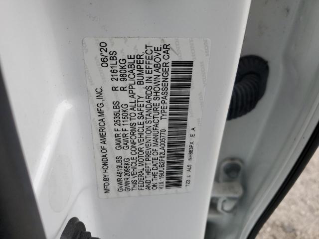 19UUB2F62LA005770 - 2020 ACURA TLX TECHNOLOGY WHITE photo 12