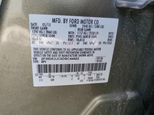 2FMDK3JC8DBC44422 - 2013 FORD EDGE SEL GREEN photo 12