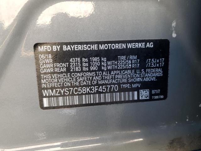 WMZYS7C58K3F45770 - 2019 MINI COOPER COUNTRYMAN GRAY photo 13