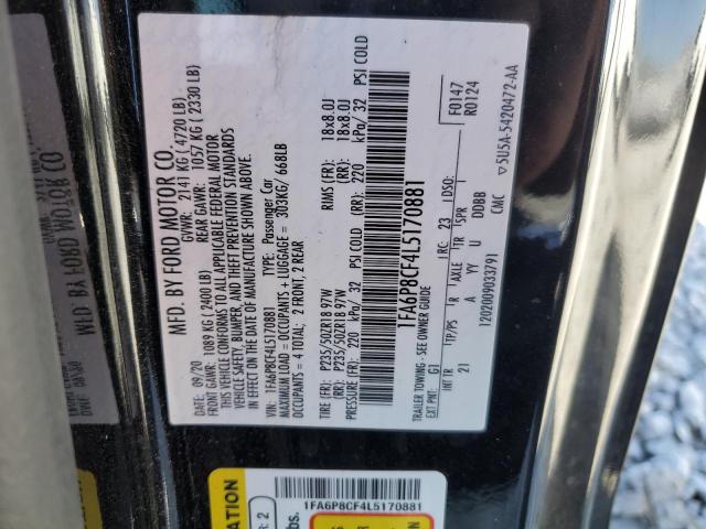 1FA6P8CF4L5170881 - 2020 FORD MUSTANG GT BLACK photo 12