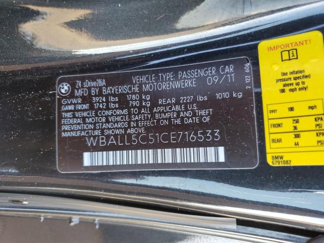 WBALL5C51CE716533 - 2012 BMW Z4 SDRIVE28I BLACK photo 12