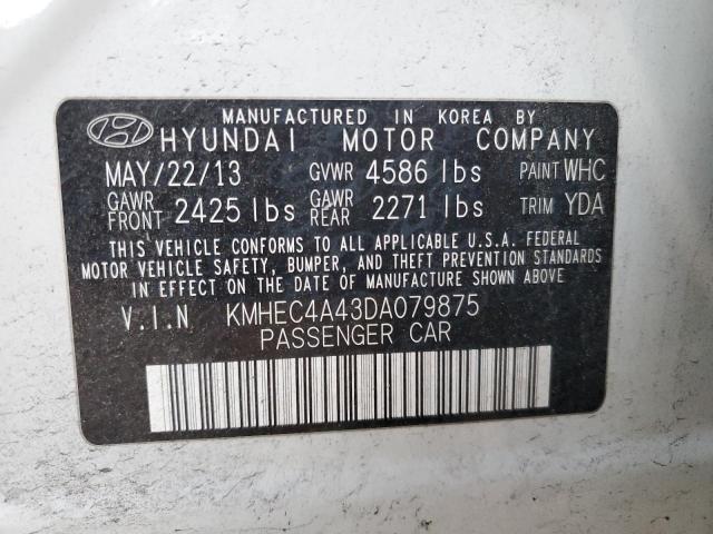 KMHEC4A43DA079875 - 2013 HYUNDAI SONATA HYBRID WHITE photo 12