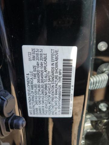 5FNYF7H54NB001025 - 2022 HONDA PASSPORT EXL შავი ფოტო 14