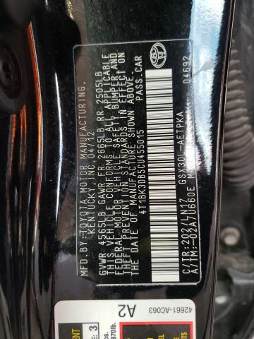 4T1BK3DB5CU455015 - 2012 TOYOTA AVALON BASE 黑色 照片 12