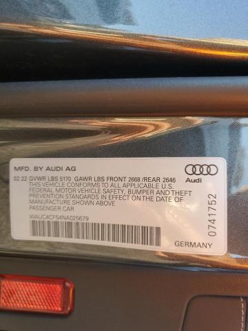 WAUC4CF54NA025679 - 2022 AUDI S5 PREMIUM PLUS ნაცრისფერი ფოტო 12