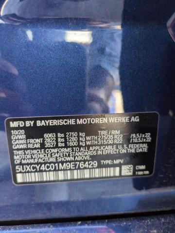 5UXCY4C01M9E76429 - 2021 BMW X6 SDRIVE 40I BLUE photo 14