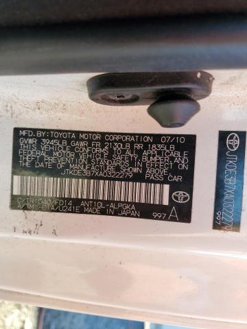 JTKDE3B7XA0322279 - 2010 TOYOTA SCION TC თეთრი ფოტო 12