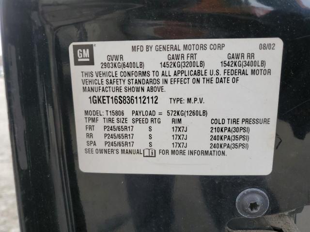 1GKET16S836112112 - 2003 GMC ENVOY XL BLACK photo 14