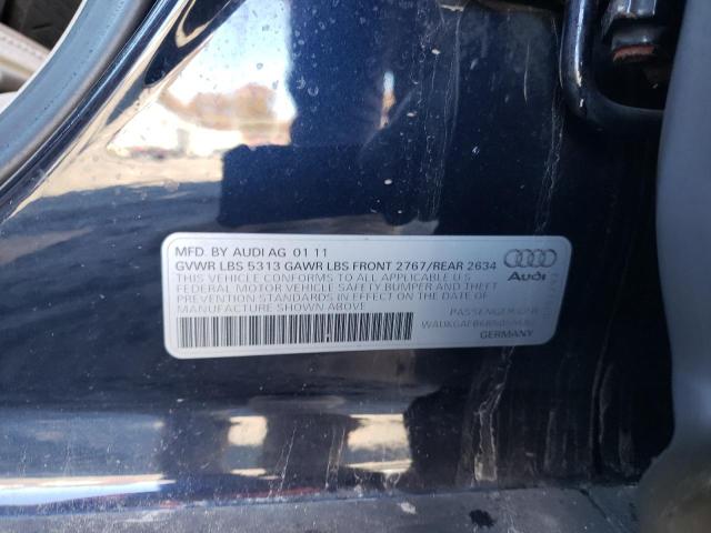 WAUKGAFB6BN055882 - 2011 AUDI A6 PRESTIGE BLUE photo 12