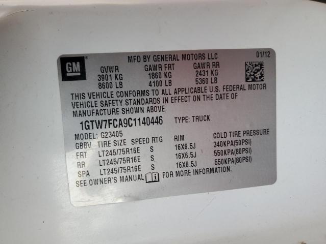 1GTW7FCA9C1140446 - 2012 GMC SAVANA G2500 WHITE photo 12