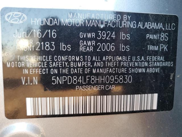 5NPD84LF8HH095830 - 2017 HYUNDAI ELANTRA SE SILVER photo 12