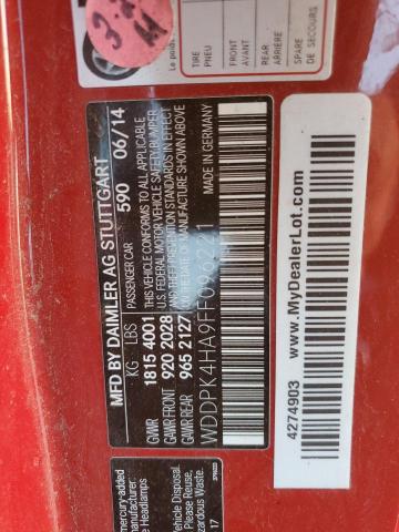 WDDPK4HA9FF096221 - 2015 MERCEDES-BENZ SLK 250 RED photo 12