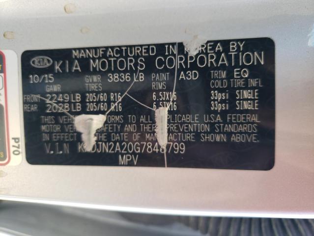 KNDJN2A20G7848799 - 2016 KIA SOUL SILVER photo 12