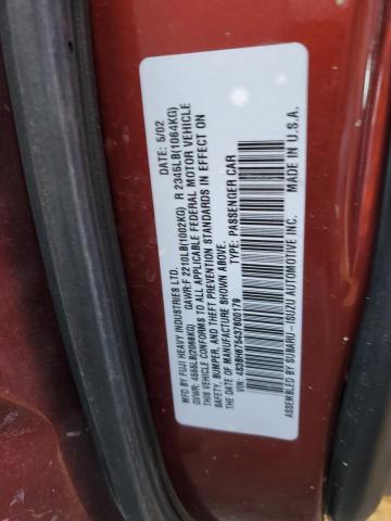 4S3BH675437600179 - 2003 SUBARU LEGACY OUTBACK AWP 红色 照片 12