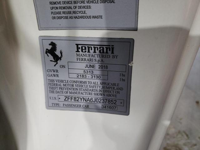 ZFF82YNA6J0237852 - 2018 FERRARI GTC 4 LUSS WHITE photo 13