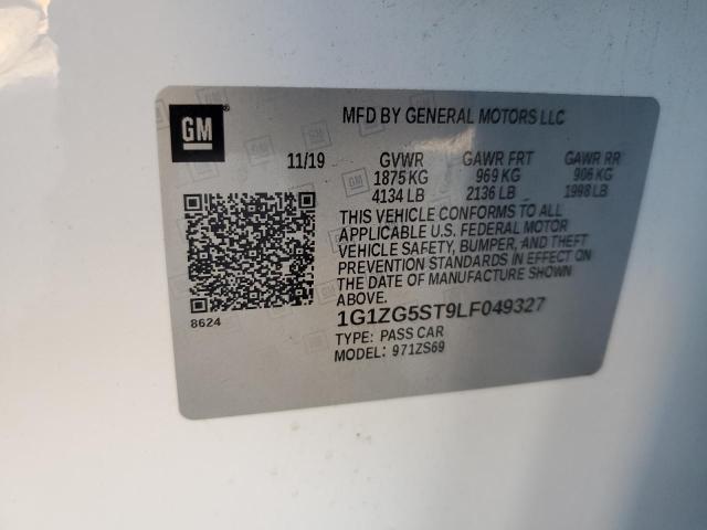 1G1ZG5ST9LF049327 - 2020 CHEVROLET MALIBU RS 白色 照片 12