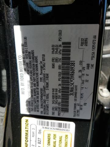 3LN6L5C92HR609381 - 2017 LINCOLN MKZ SELECT BLACK photo 12