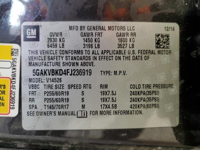 5GAKVBKD4FJ236919 - 2015 BUICK ENCLAVE CHARCOAL photo 13