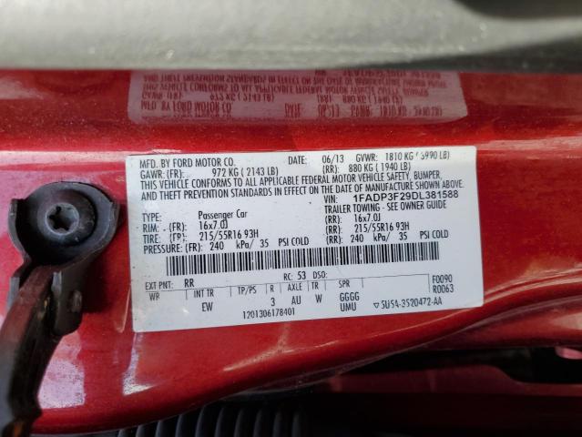 1FADP3F29DL381588 - 2013 FORD FOCUS SE RED photo 13