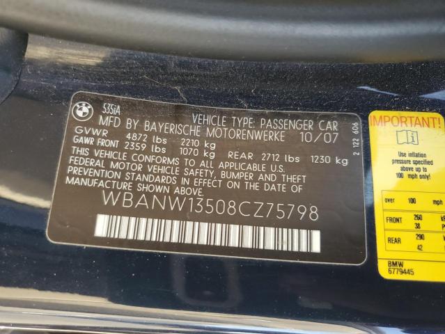 WBANW13508CZ75798 - 2008 BMW 535 I أزرق صورة 13