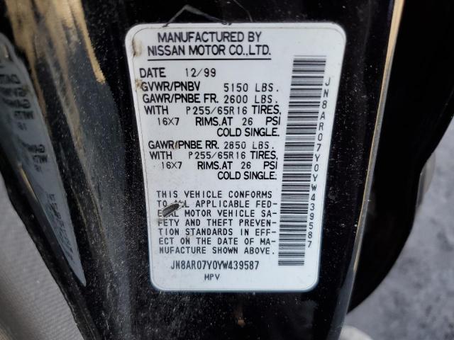 JN8AR07Y0YW439587 - 2000 NISSAN PATHFINDER LE 黑色 照片 12