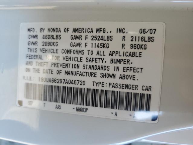 19UUA66297A046720 - 2007 ACURA TL WHITE photo 12